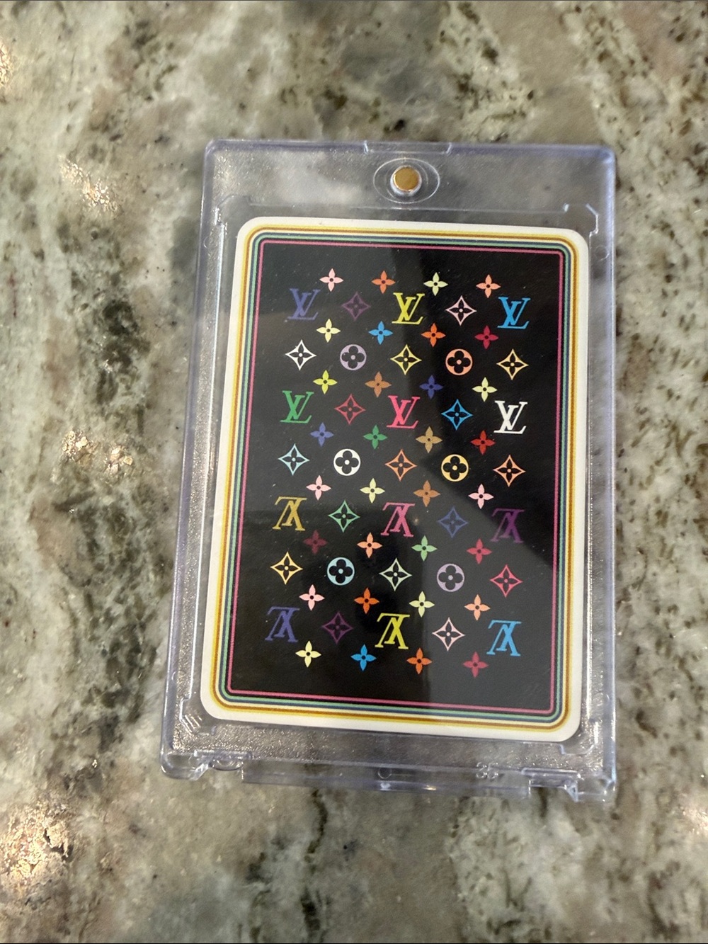 Louis Vuitton Black Multicolor Monogram Playing Card in Case with Rainbow Logos